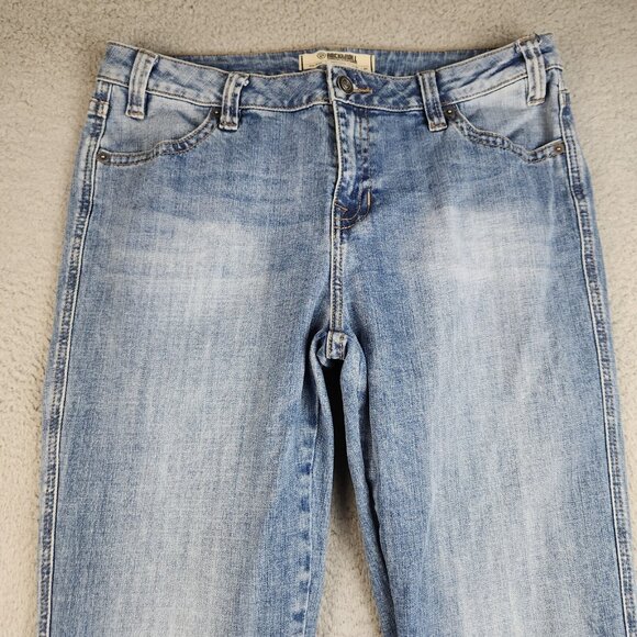 ROCK & ROLL Cowgirl Jeans Womens 32 Curvy Trouser Mid Flared Leg Bell Western - Picture 9 of 14